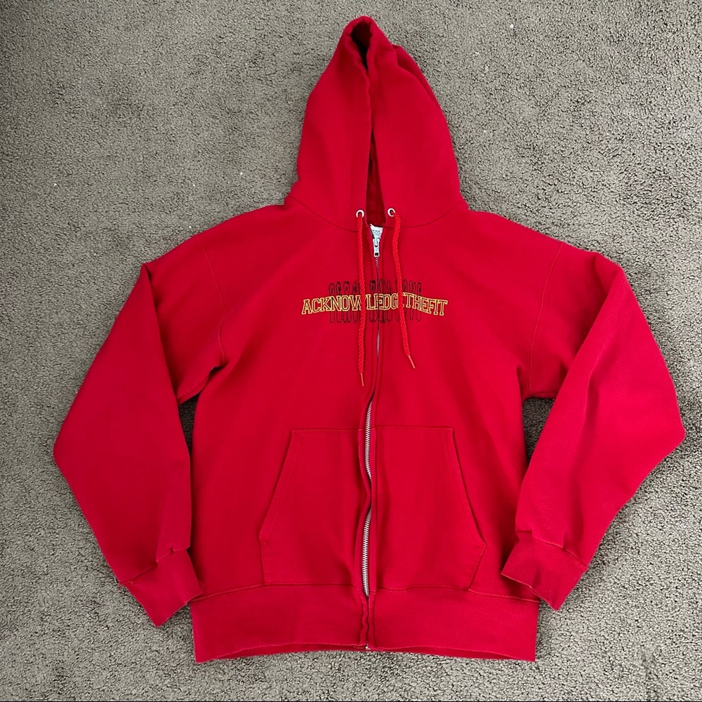 Red Oversized Zip-up Hoodie